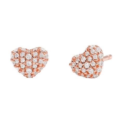 michael kors rose gold heart stud earrings